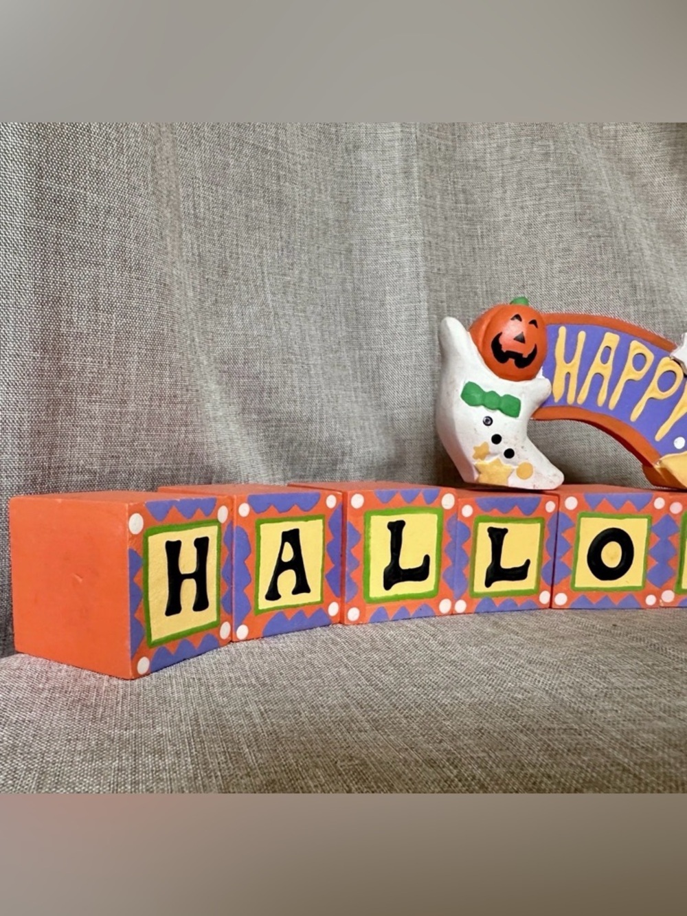 Vintage Midwest of Cannon Falls wooden Happy Halloween Letter Blocks Importers - Picture 4 of 9